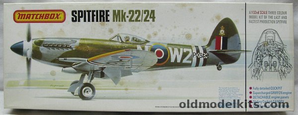 Matchbox 1/32 Spitfire Mk.22 / 24 -  RAF (2) or Egyptian Air Forces, PK-501 plastic model kit